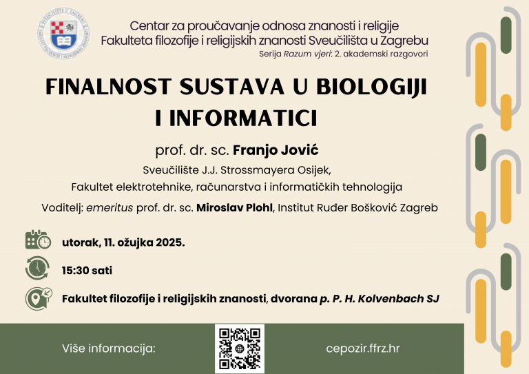 Predavanje prof. dr. sc. Franje Jovića: Finalnost sustava u biologiji i informatici