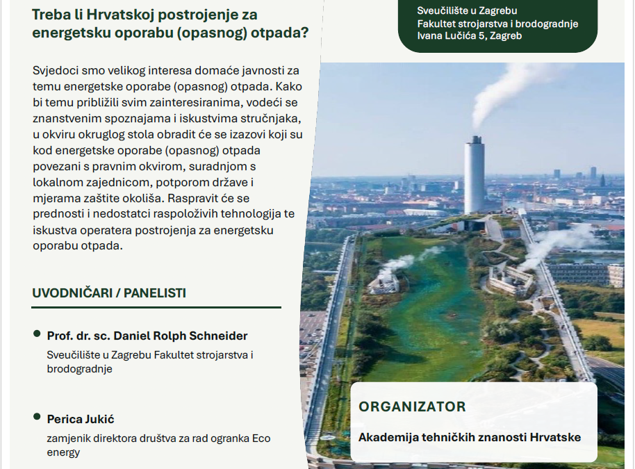 Poziv na okrugli stol s panelom: “Energetska oporaba (opasnog) otpada”