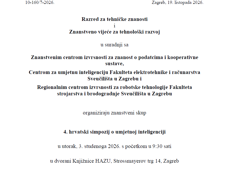 U Knjižnici HAZU održava se 4. hrvatski simpozij o umjetnoj inteligenciji